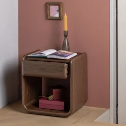 WOOOD Nachtkastjes|Nachtkastjes|Nachtkastje Elura Met 1 lade Bruin