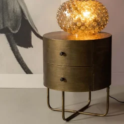 WOOOD Nachtkastjes|Nachtkastjes|Nachtkastje Glossy Met 2 lades, kleur Antique Brass