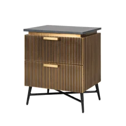 Richmond Interiors Nachtkastjes|Nachtkastjes|Nachtkastje Ironville, kleur goud / zwart marmer