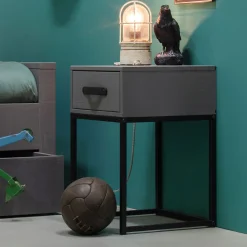 WOOOD Nachtkastjes|Nachtkastjes|Nachtkastje Morris met 1 lade, kleur Leem Leemgrijs