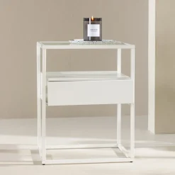 Nohr Nachtkastjes|Nachtkastjes|Nachtkastje Nisreen Metaal en glas