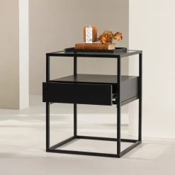 Nohr Nachtkastjes|Nachtkastjes|Nachtkastje Nisreen Metaal en glas