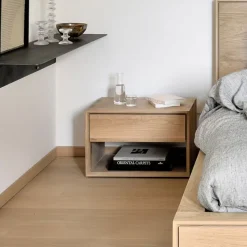 Ethnicraft Nachtkastjes|Nachtkastjes|Nachtkastje Nordic Geolied Eikenhout, kleur Naturel