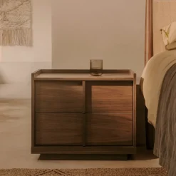 Kave Home Nachtkastjes|Nachtkastjes|Nachtkastje Onix Notenfineer, Met 2 laden