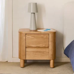 Kave Home Nachtkastjes|Nachtkastjes|Nachtkastje Salaya Essenhout, Met 2 lades