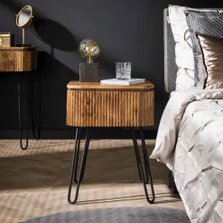 LifestyleFurn Nachtkastjes|Nachtkastjes|Nachtkastje Sharmila Mangohout, Met 1 lade Massief mango zandkleur