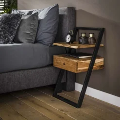 LifestyleFurn Nachtkastjes|Nachtkastjes|Nachtkastje Tiny Acacia, met 1 lade Massief acacia naturel