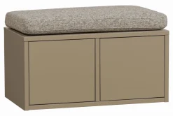 WOOOD Opbergkasten|Halbanken|Opbergbank Turner Met kussen, 80cm, kleur Mud