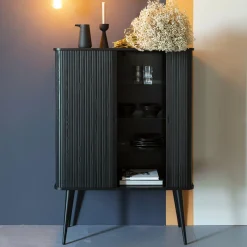 Zuiver Opbergkasten|Opbergkast Barbier Hout, 140 x 100cm Zwart