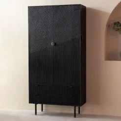 LABEL51 Opbergkasten|Opbergkast Cotia Mangohout, 200 x 100cm Zwart