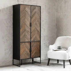 DTP Home Opbergkasten|Opbergkast Criss Cross Hout en staal, 185 x 80cm Naturel