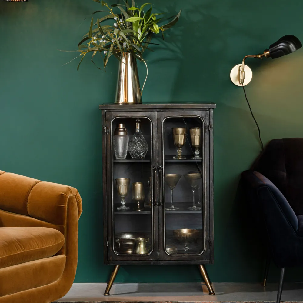 Dutchbone Opbergkasten|Opbergkast Denza Vintage Finish, 100 x 60cm Zwart