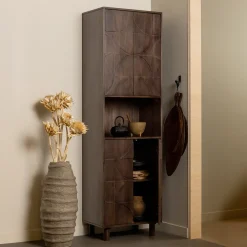 WOOOD Opbergkasten|Opbergkast Draw Mangohout, 200 x 60cm, kleur Walnoot