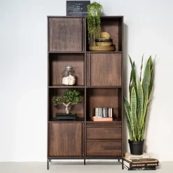 Eleonora Opbergkasten|Opbergkast Jimmy Mangohout en Metaal, 180 x 90cm, kleur Bruin