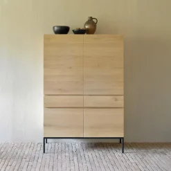 Ethnicraft Opbergkasten|Opbergkast Ligna Geolied Eikenhout, 162 x 110cm Zwart