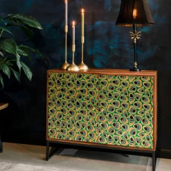 Dutchbone Opbergkasten|Opbergkast Meena Mangohout, 80 x 95cm Groen