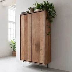 DTP Home Opbergkasten|Opbergkast Metropole Teakhout, 180 x 90cm Bruin, Zwart