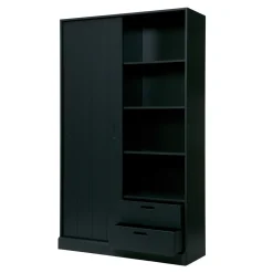 WOOOD Opbergkasten|Opbergkast Move Grenenhout, 200 x 120cm, kleur Matzwart Mat Zwart