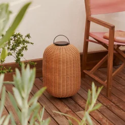 Kave Home Tafellampen|Oplaadbare Tafellamp Saranella Rotan, 55cm hoog