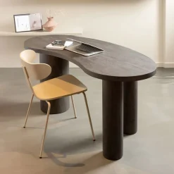 WOOOD Bureaus|Sidetables|Organisch Bureau / Sidetable Maan MDF 150cm, kleur Donkerbruin