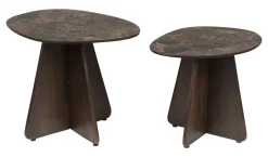 ZILT Bijzettafels Set|Organische Bijzettafel Rissa Marmer en mangohout, Set van 2 stuks