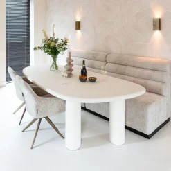 Richmond Interiors Organische Eettafel|Organische Eettafel Bloomstone 230 x 117cm, kleur Wit