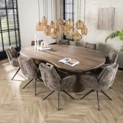 LifestyleFurn Organische Eettafel|Organische Eettafel Cortina Acaciahout, 244 x 165cm Massief acacia drift brown