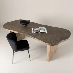 Nohr Marmeren Eettafel|Organische Eettafel|Organische Eettafel Jenevieve Marmerlook, 230 x 100cm Bruin
