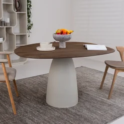 Brix Organische Eettafel|Organische Eettafel Marron Mangohout, 140 cm, kleur Ivoor