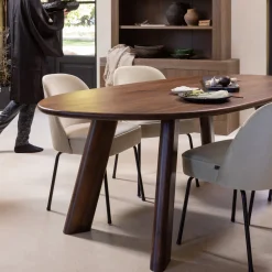 WOOOD Organische Eettafel|Organische Eettafel Roundly Mangohout, kleur Walnoot