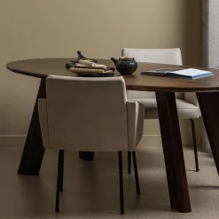 WOOOD Organische Eettafel|Organische Eettafel Roundly Mangohout, kleur Walnoot