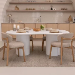 By-Boo Organische Eettafel|Organische Eettafel Seki kleur Wit