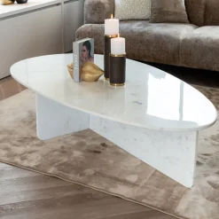 Richmond Interiors Organische Salontafel|Organische Salontafel Brandon Marmer, 170 x 95cm Wit