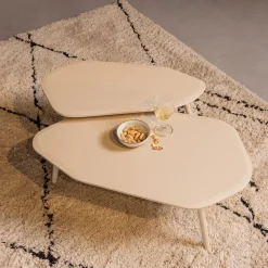 WOOOD Salontafel Set|Organische Salontafel|Organische Salontafel Davina Set van 2 stuks, MDF, kleur Dust