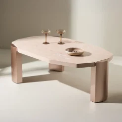 Nohr Organische Salontafel|Organische Salontafel Ellen Marmerlook, 125 x 70cm, kleur Roze