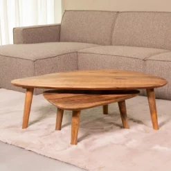 LABEL51 Salontafel Set|Organische Salontafel|Organische Salontafel Gregg Mangohout, Set van 2 stuks