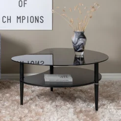 Nohr Glazen Salontafel|Organische Salontafel|Organische Salontafel Illiana 101 x 80cm, kleur Smoke Zwart