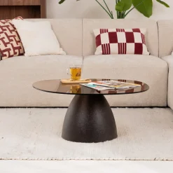 Sohome Sohome Giftcard|Glazen Salontafel|Organische Salontafel Jacky Glas en gecoat staal, 86 x 76cm