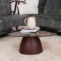 Sohome Sohome Giftcard|Glazen Salontafel|Organische Salontafel Jacky Glas en gecoat staal, 86 x 76cm