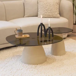 Sohome Sohome Giftcard|Salontafel Set|Organische Salontafel Jacky Set van 2 stuks, Glas en betonlook