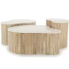 Eleonora Salontafel Set|Organische Salontafel|Organische Salontafel Kira Mangohout en marmer, Set van 3 stuks