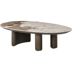 Richmond Interiors Organische Salontafel|Organische Salontafel Langford Marmerlook, 135 x 80cm Bruin