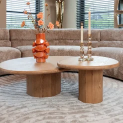 Richmond Interiors Salontafel Set|Organische Salontafel|Organische Salontafel Oakley Eikenhout, Set van 2 stuks