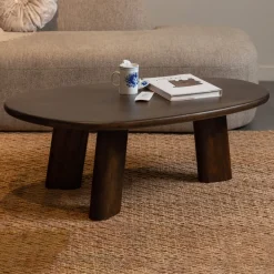 WOOOD Organische Salontafel|Organische Salontafel Roundly Mangohout, 110 x 60cm, kleur Walnoot