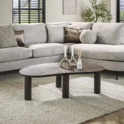 LifestyleFurn Organische Salontafel|Organische Salontafel Sadaf Teakhout, 110 x 68cm Teak rust brown