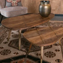 Dutchbone Salontafel Set|Organische Salontafel|Organische Salontafel Sham set van 2 stuks Hout