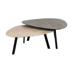 Richmond Interiors Salontafel Set|Travertin Salontafel|Organische Salontafel Spencer Travertin, Set van 2 stuks Beige