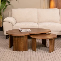 LABEL51 Salontafel Set|Organische Salontafel|Organische Salontafel Timon Mangohout, Set van 2 stuks