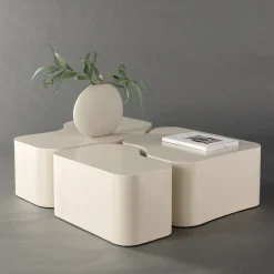 Nohr Salontafel Set|Organische Salontafel|Organische Salontafel Tri Set van 3 stuks, kleur Beige