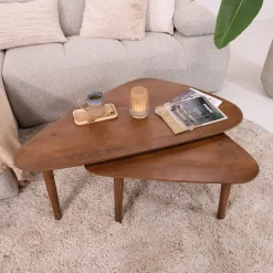 Sohome Salontafel Set|Organische Salontafel|Organische Salontafel Yaden Mangohout, Set van 2 stuks